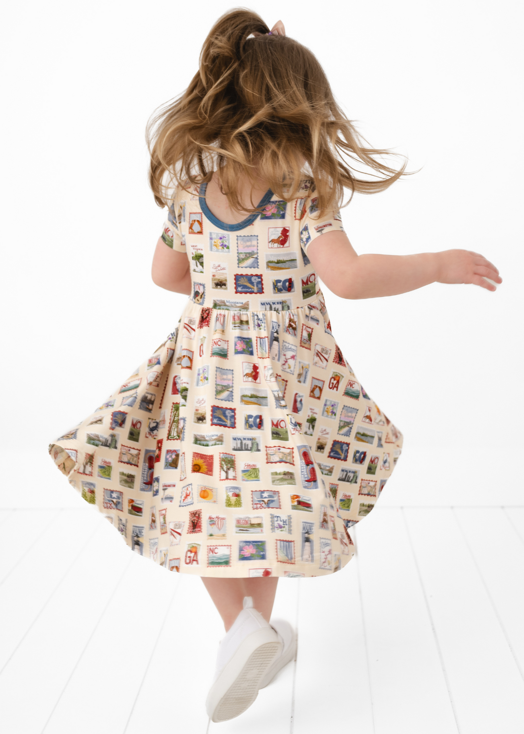 Postage Stamps Bamboo Twirl Dress