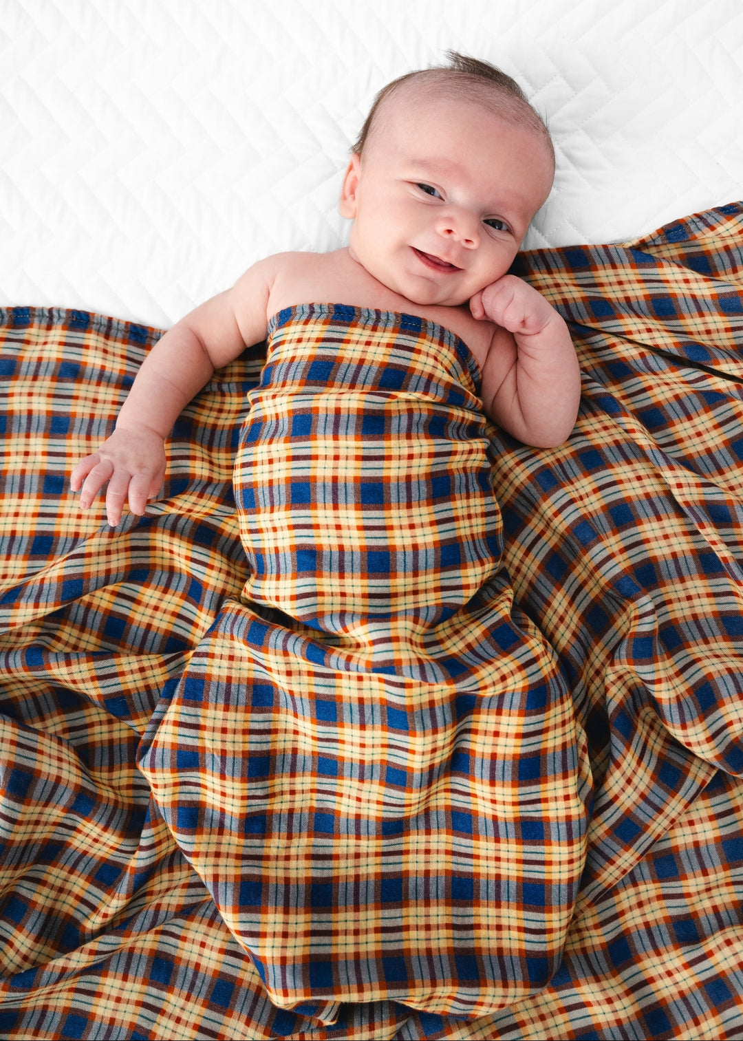 Blue Fall Plaid Swaddle Blanket