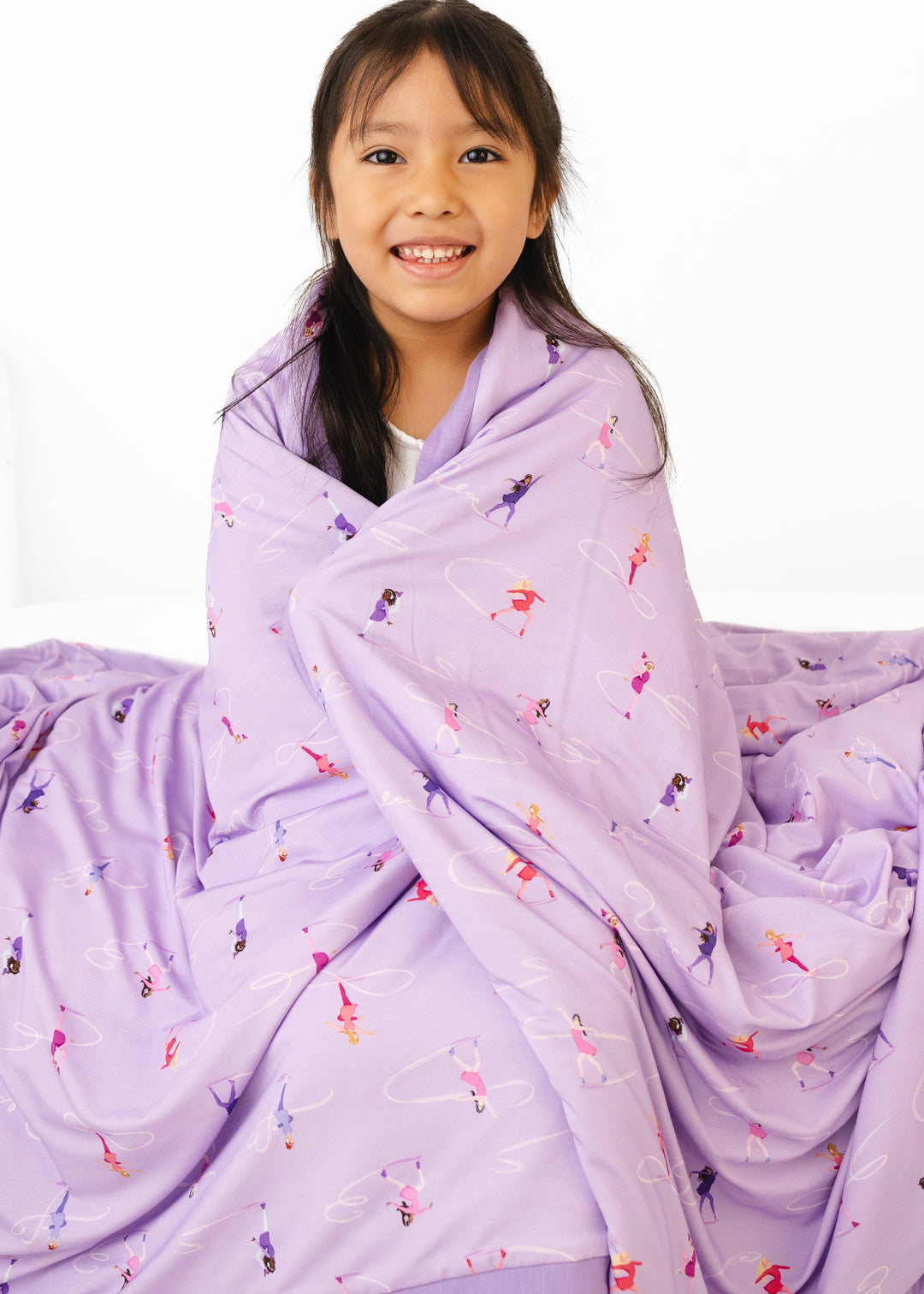 Ice Skating Large Quilted Bamboo Blanket