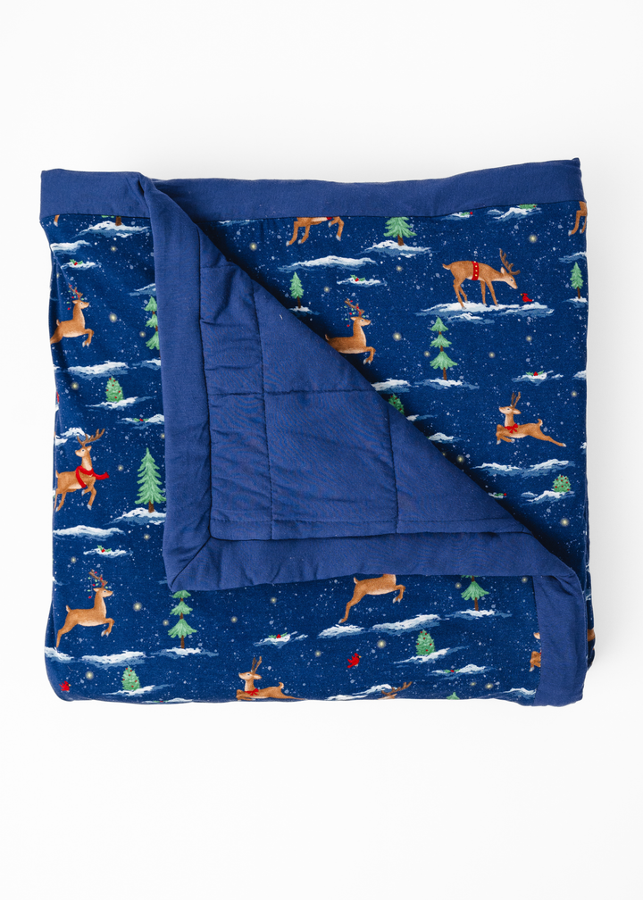 *PREORDER* Reindeer Christmas Large Quilted Bamboo Blanket