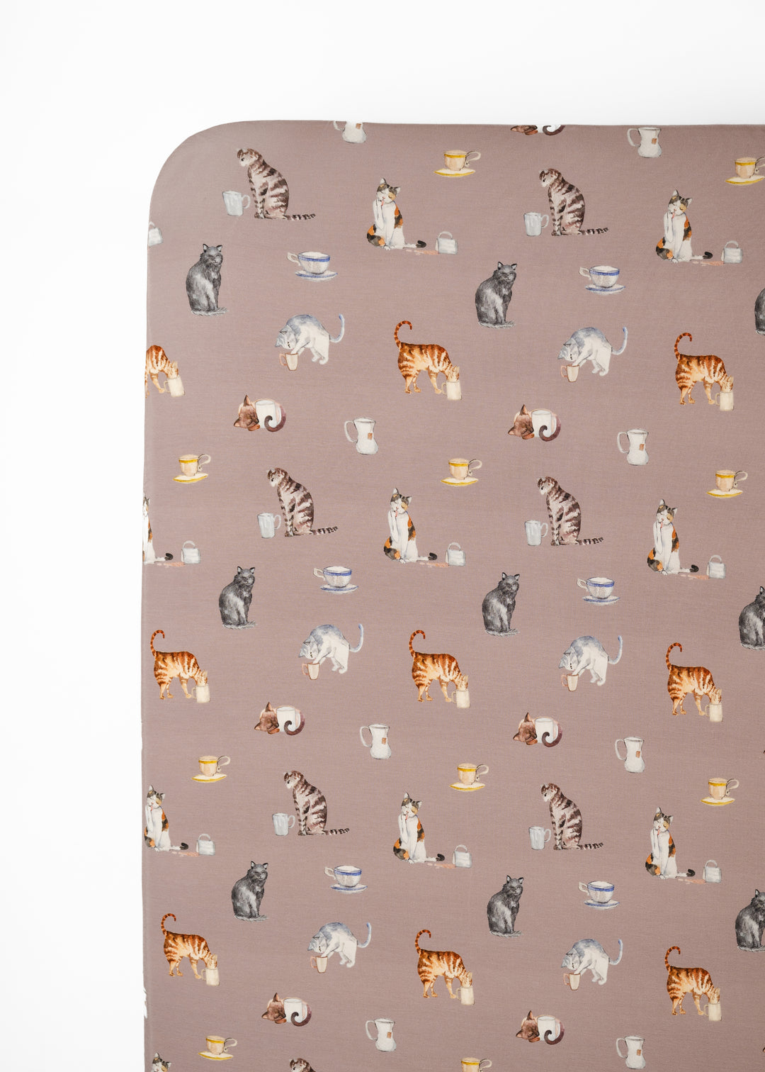 Cats and Coffee Bamboo Crib Sheet