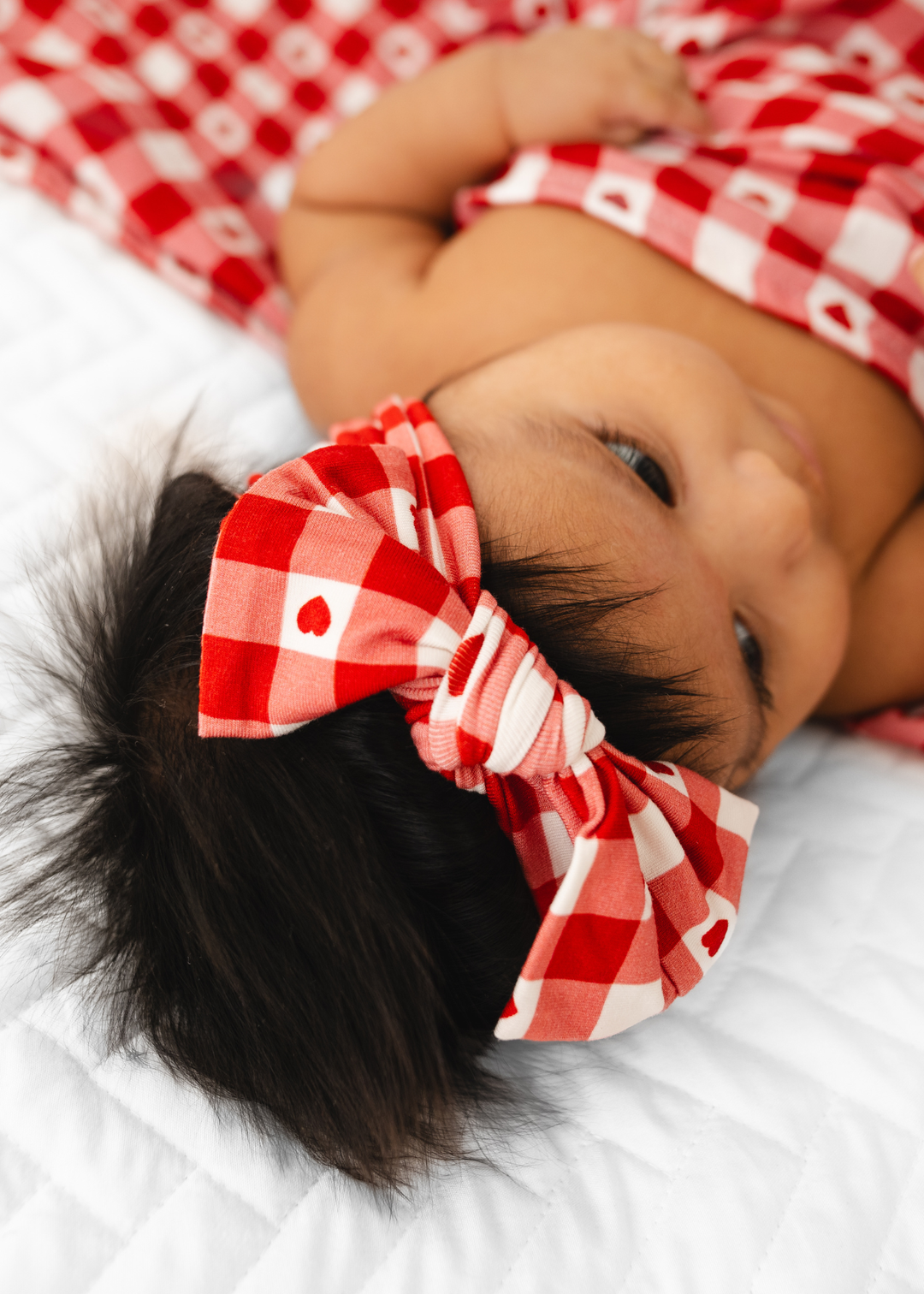 Plaid Hearts Hair Bow