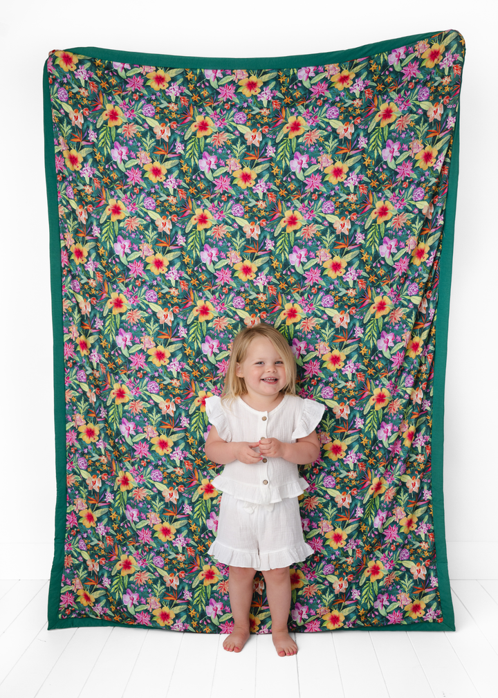 Ashley Floral Large Quilted Bamboo Blanket