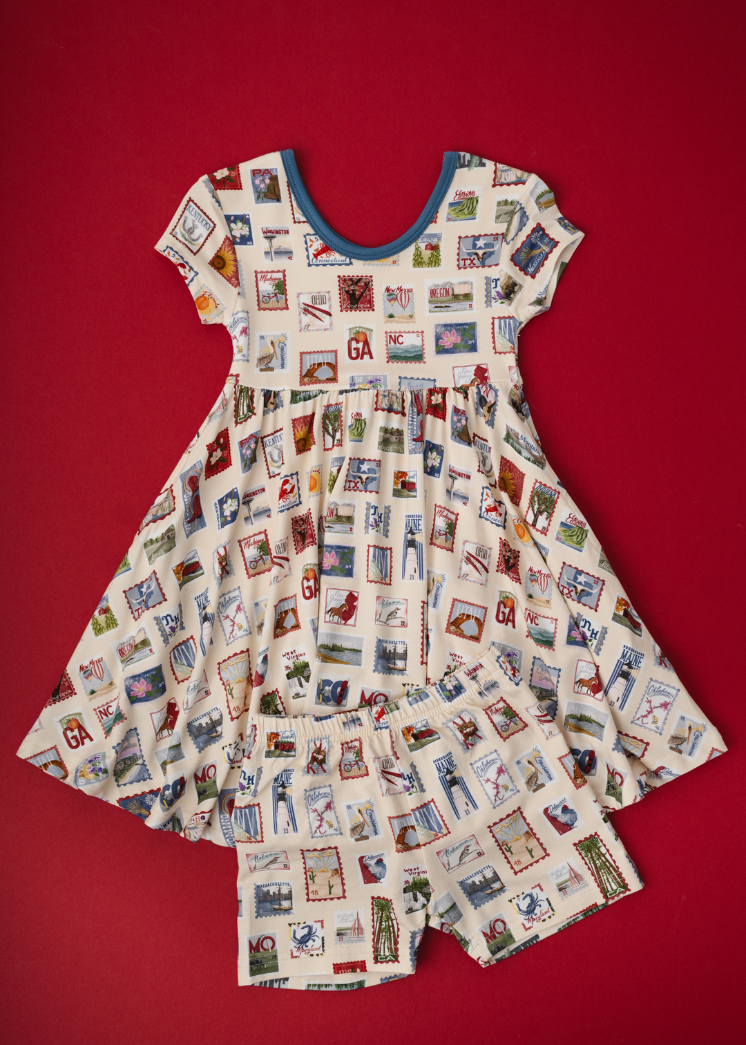 Postage Stamps Bamboo Twirl Dress
