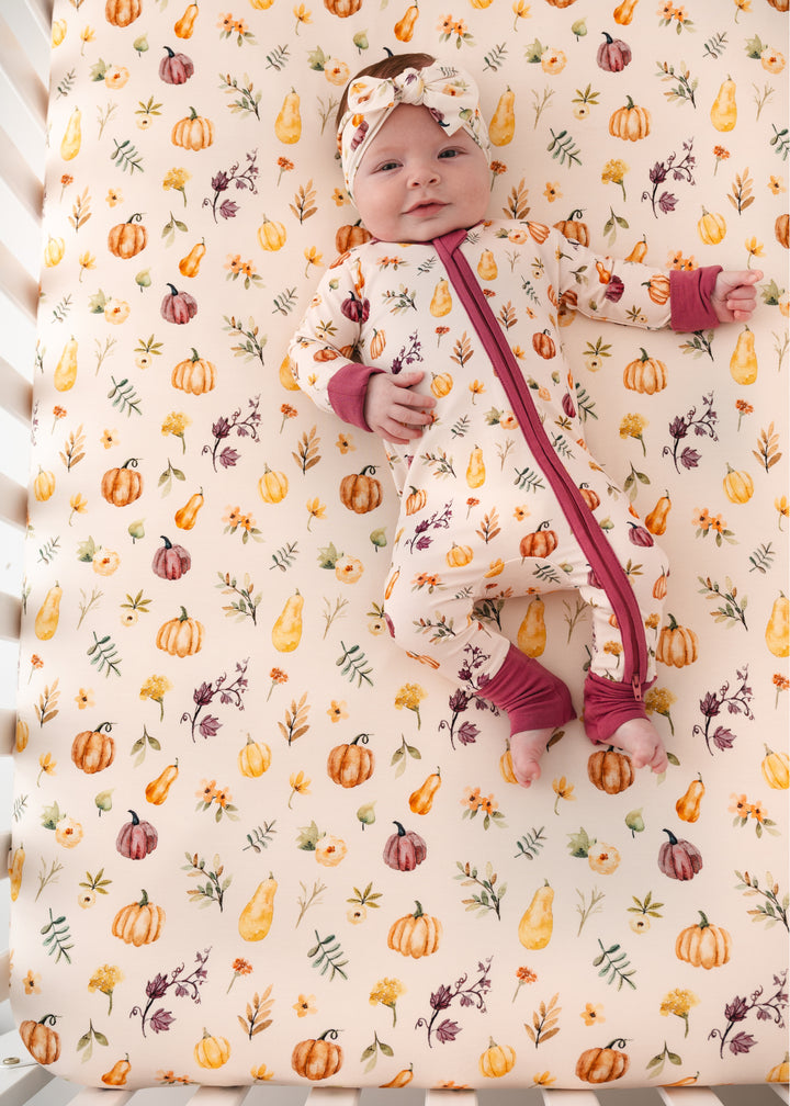 Pretty Pumpkins Bamboo Crib Sheet