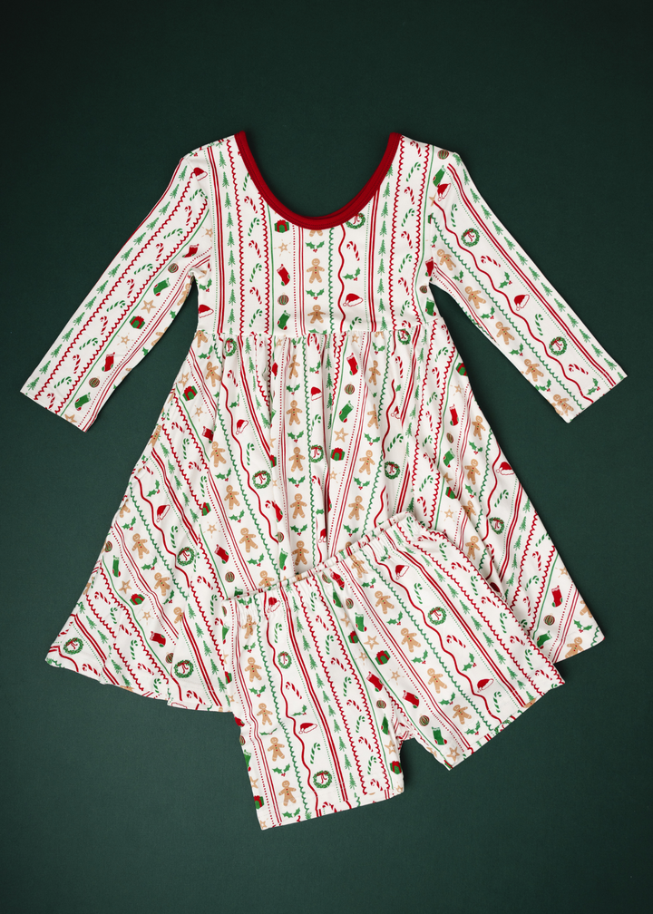 *PREORDER* White Christmas Bamboo Twirl Dress