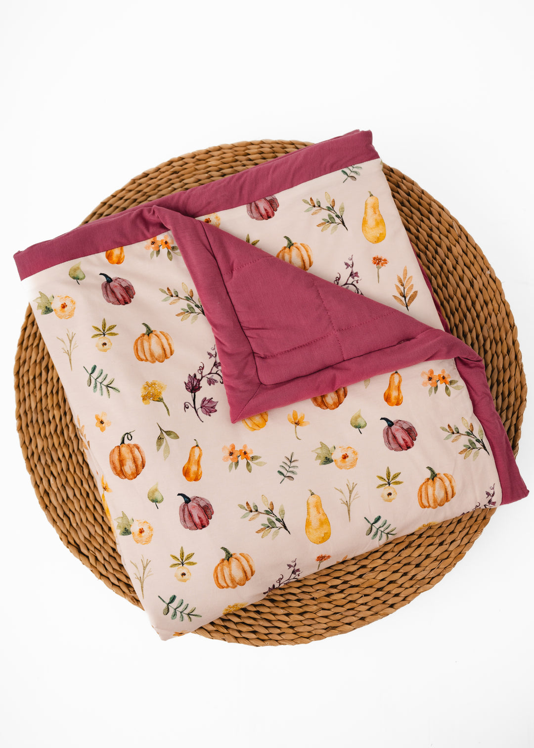 Pretty Pumpkins Large Quilted Bamboo Blanket