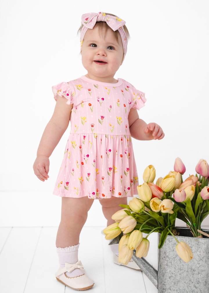 Ann Christine Floral Bamboo Flutter Dress