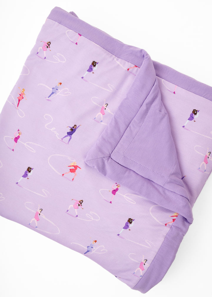 Ice Skating Large Quilted Bamboo Blanket