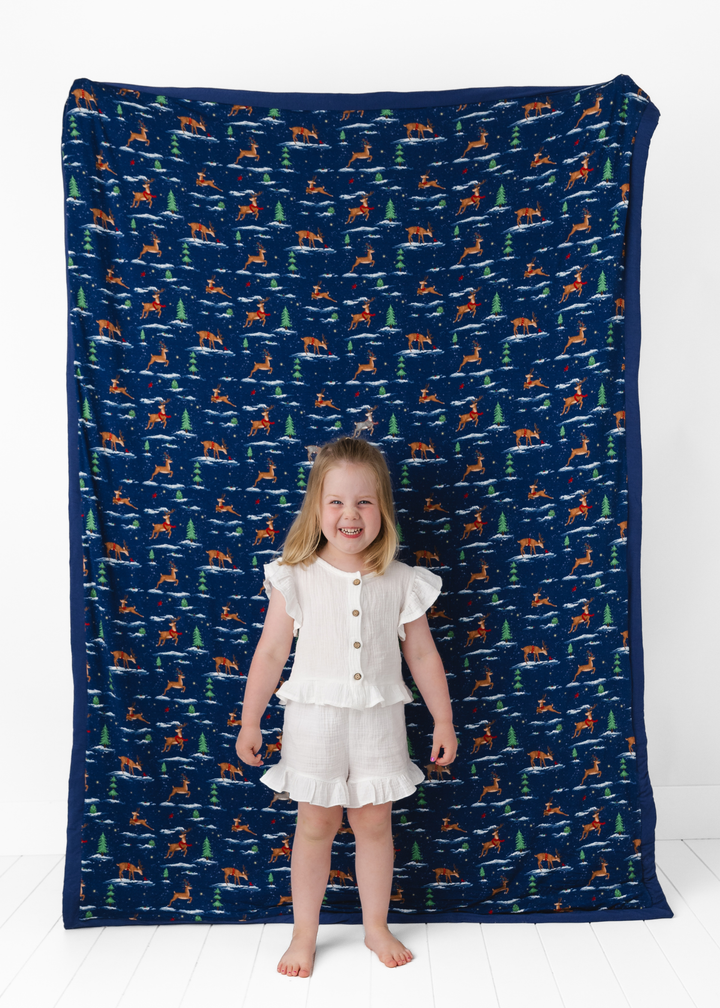 *PREORDER* Reindeer Christmas Large Quilted Bamboo Blanket