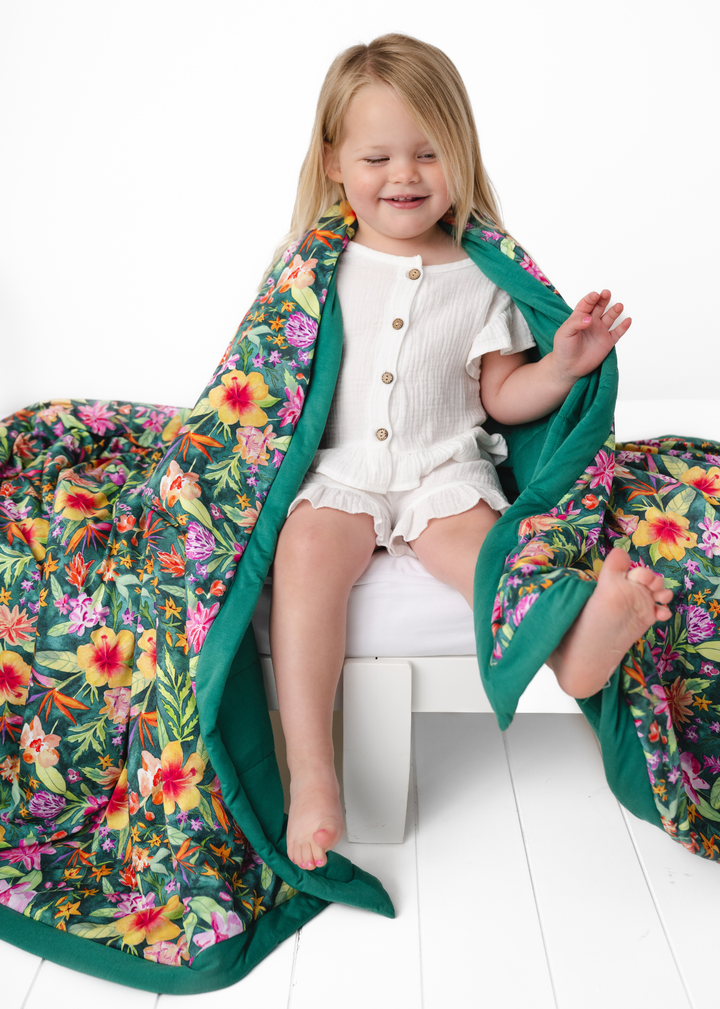 Ashley Floral Large Quilted Bamboo Blanket