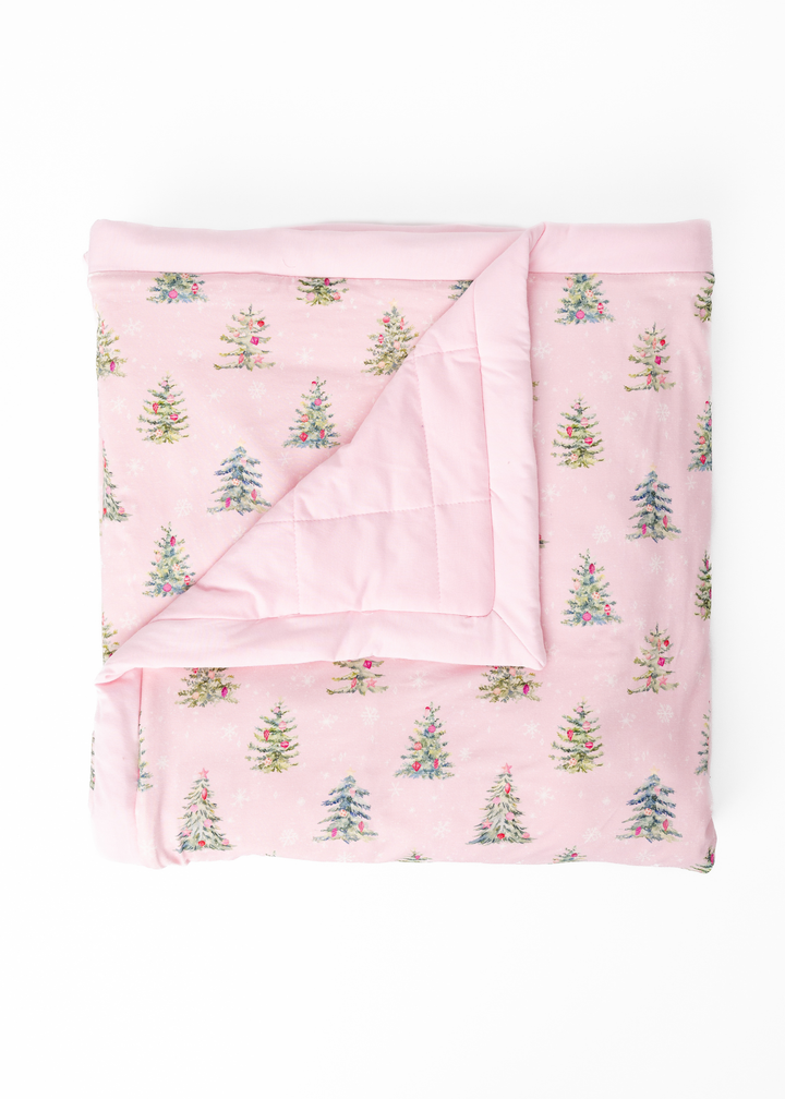 *PREORDER* Pretty Pink Christmas Large Quilted Bamboo Blanket