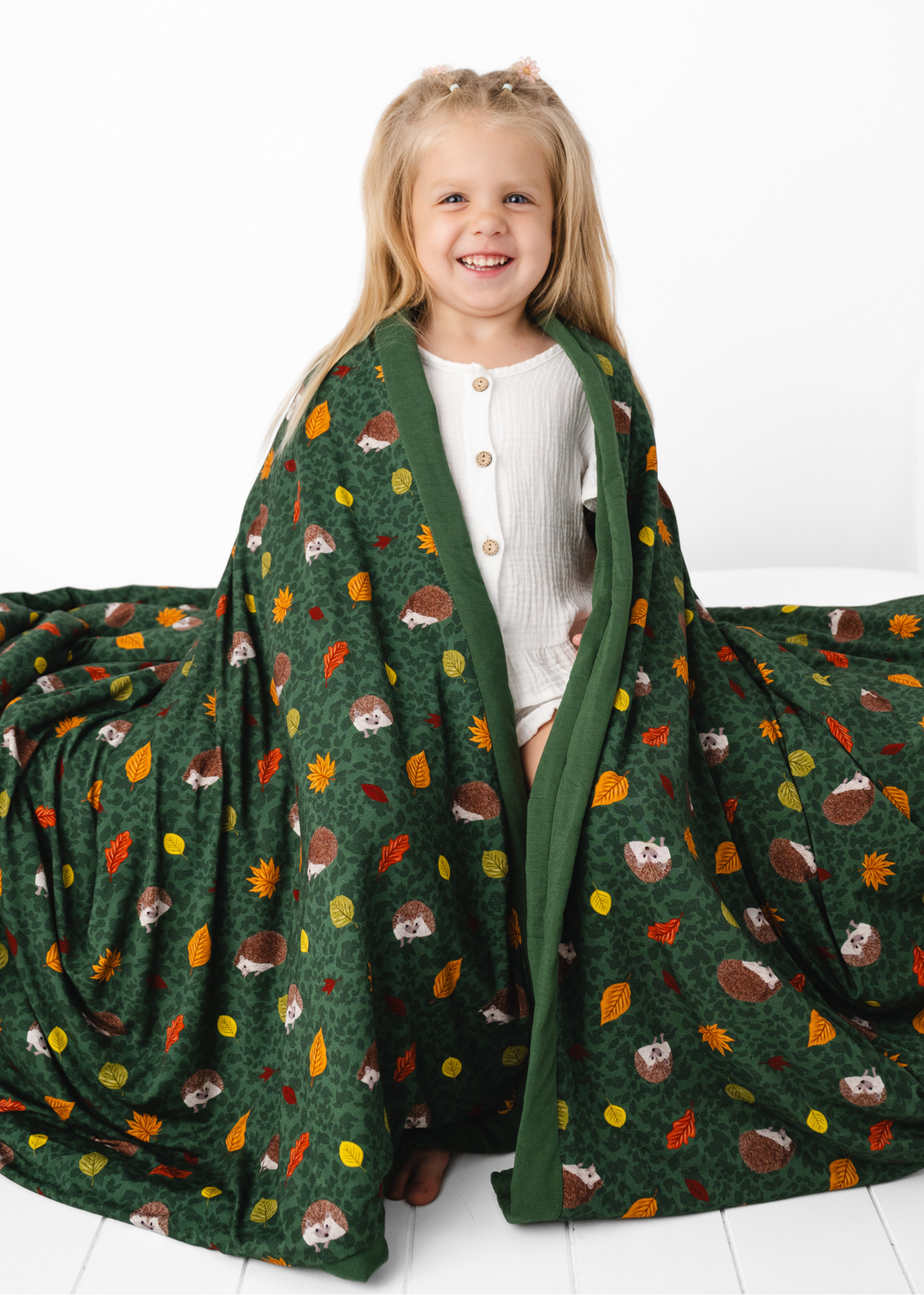 Hedgehogs Large Quilted Bamboo Blanket