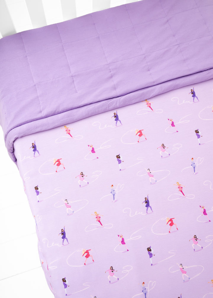 Ice Skating Large Quilted Bamboo Blanket