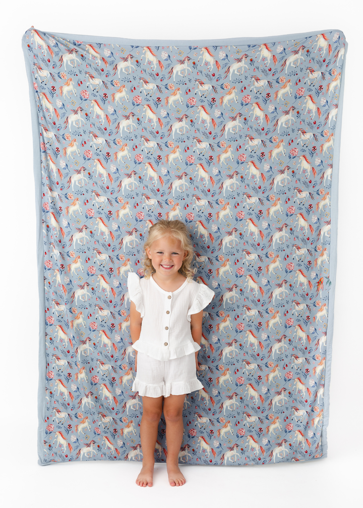 Unicorns Large Quilted Bamboo Blanket