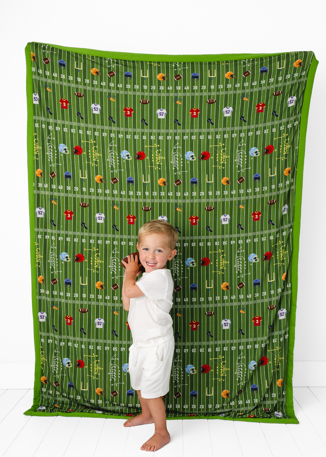 Football Field Large Quilted Bamboo Blanket