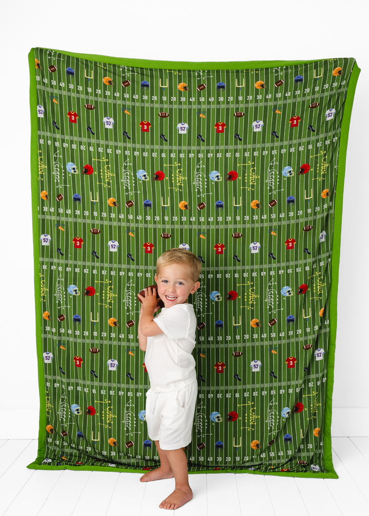 Football Field Large Quilted Bamboo Blanket