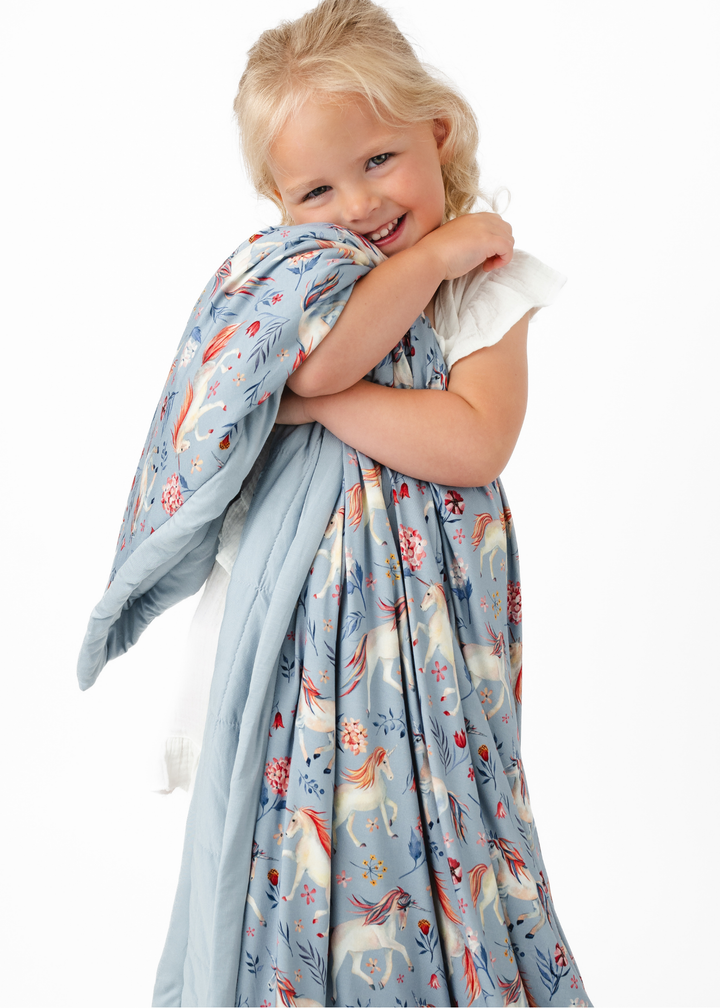 Unicorns Large Quilted Bamboo Blanket