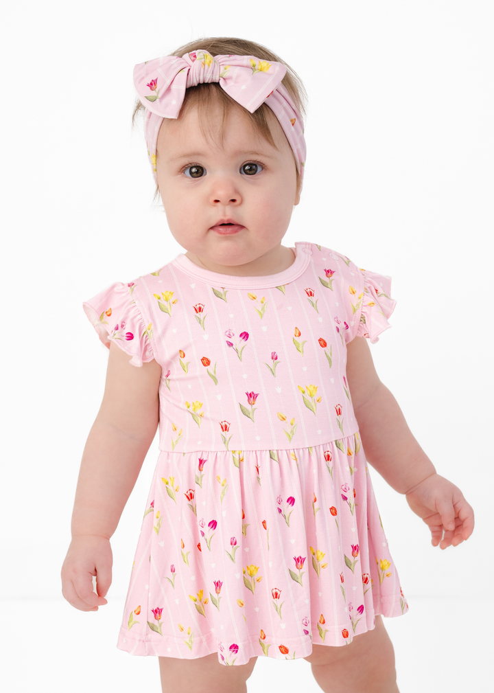 Ann Christine Floral Bamboo Flutter Dress