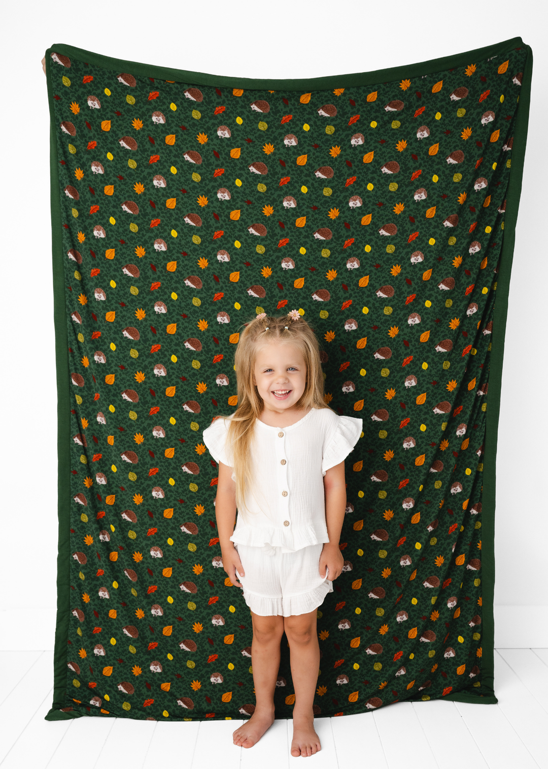 Hedgehogs Large Quilted Bamboo Blanket