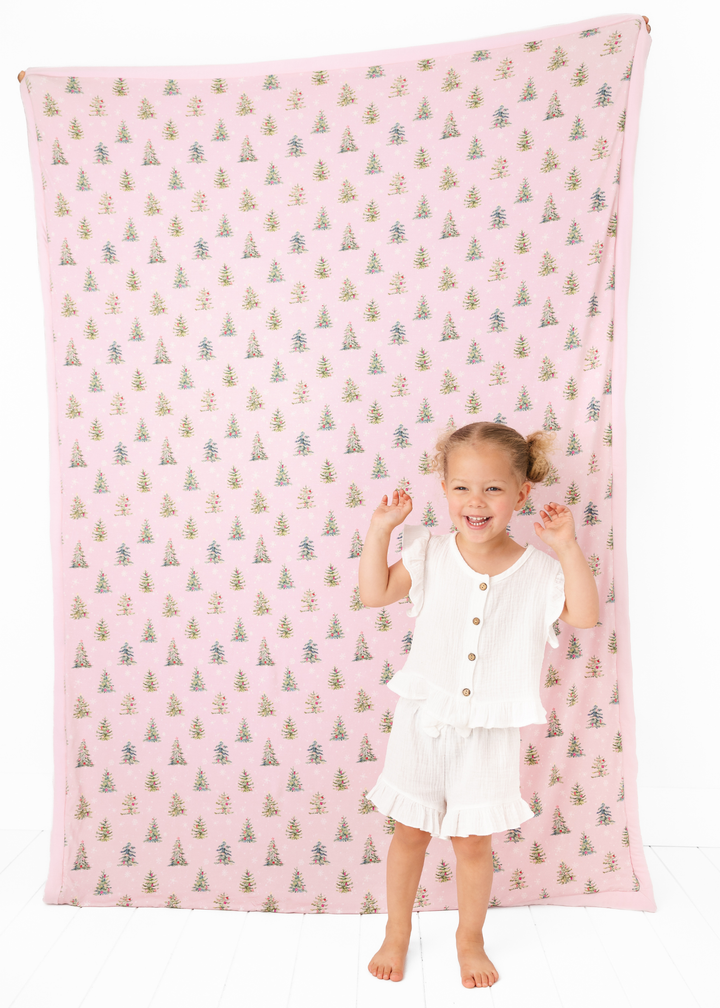 *PREORDER* Pretty Pink Christmas Large Quilted Bamboo Blanket