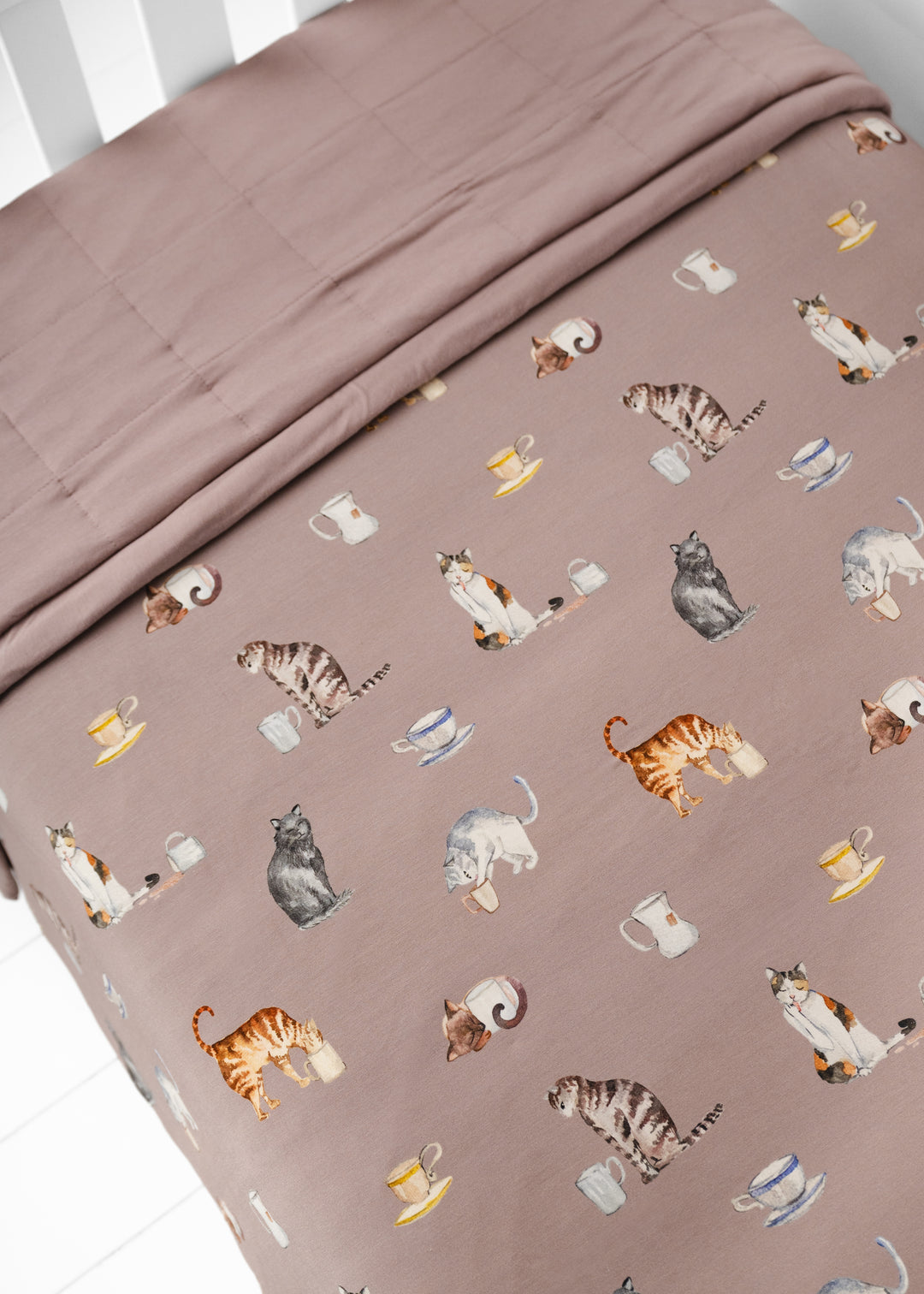 Cats and Coffee Large Quilted Bamboo Blanket