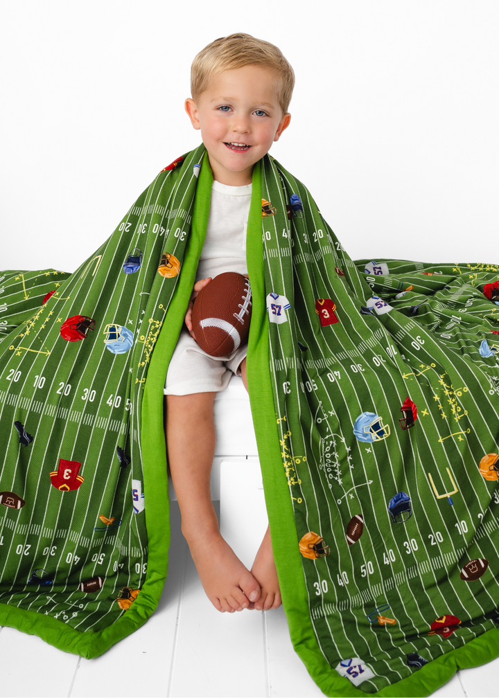 Football Field Large Quilted Bamboo Blanket