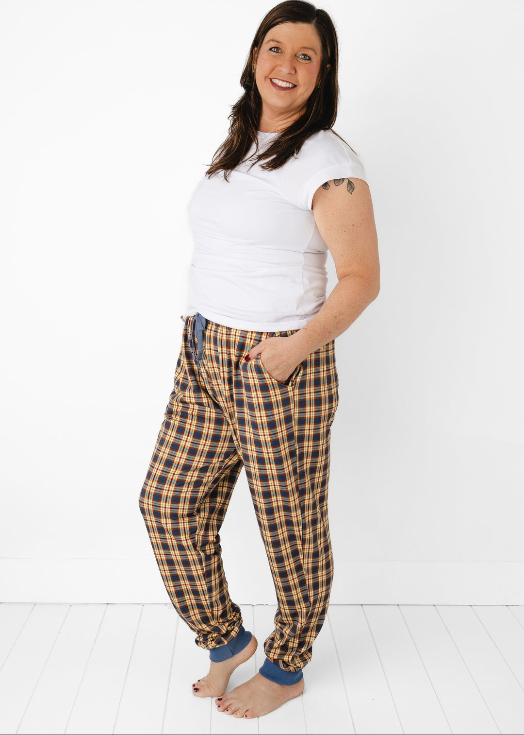 Blue Fall Plaid Adult Unisex Jogger Pants
