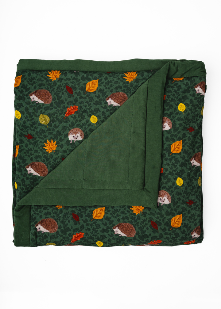 Hedgehogs Large Quilted Bamboo Blanket