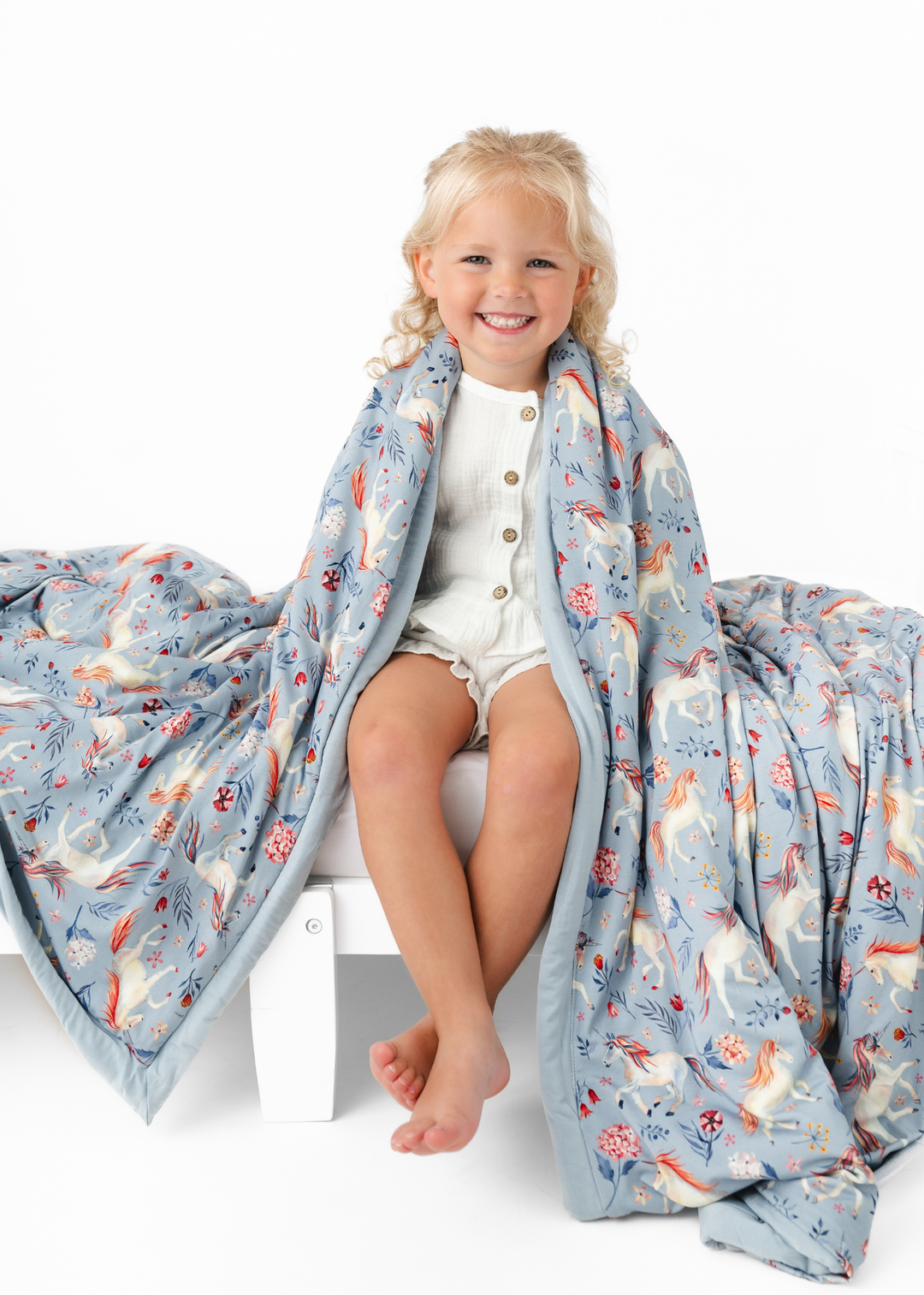 Unicorns Large Quilted Bamboo Blanket