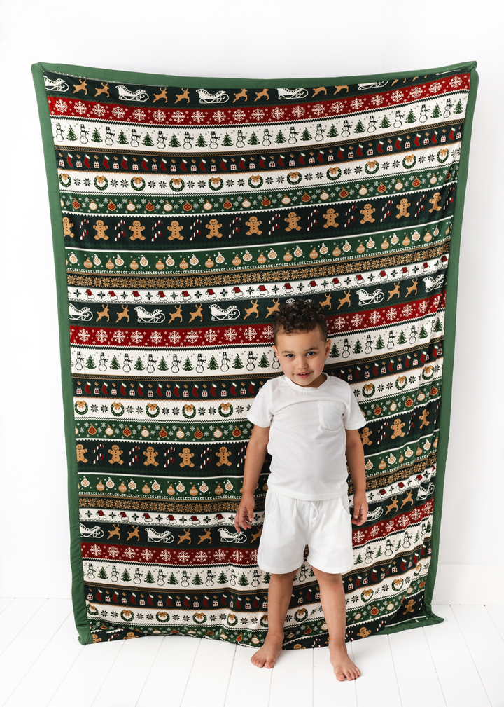 Classic Christmas Large Quilted Bamboo Blanket