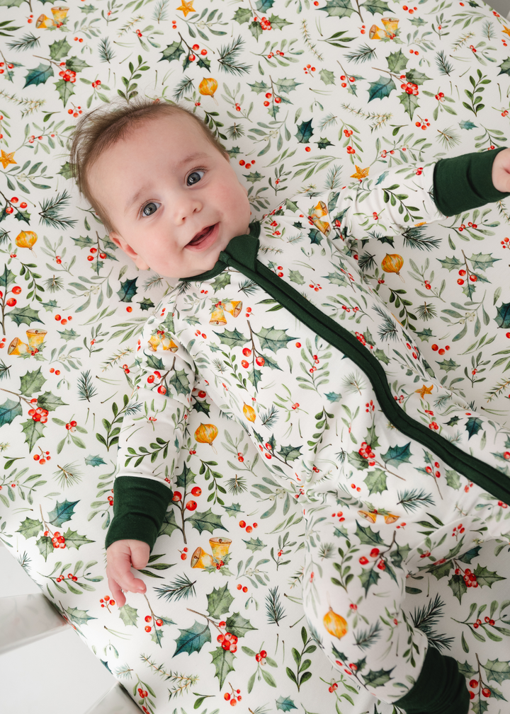 Holly Jolly Christmas Bamboo Zippered Sleeper
