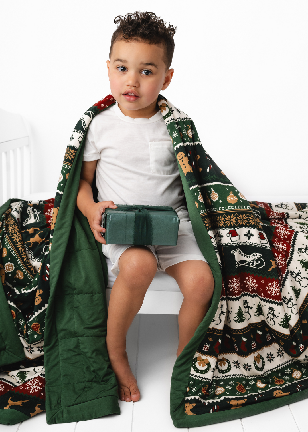 Classic Christmas Large Quilted Bamboo Blanket