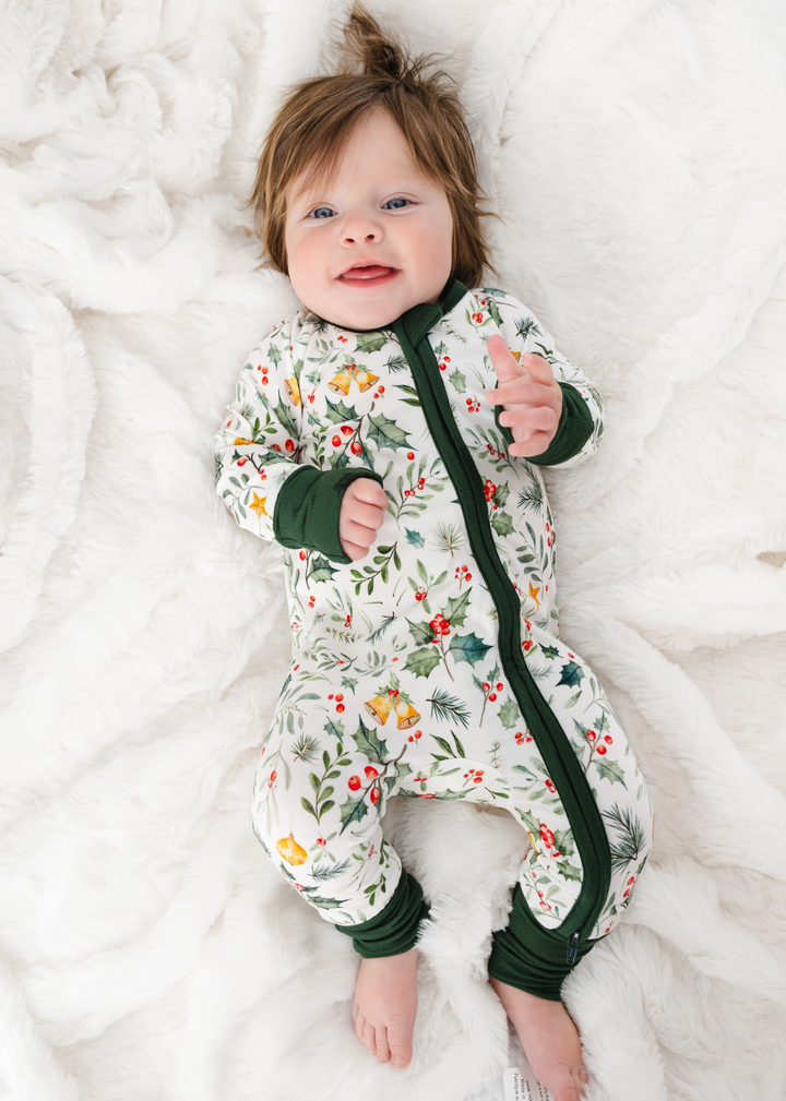 Holly Jolly Christmas Bamboo Zippered Sleeper