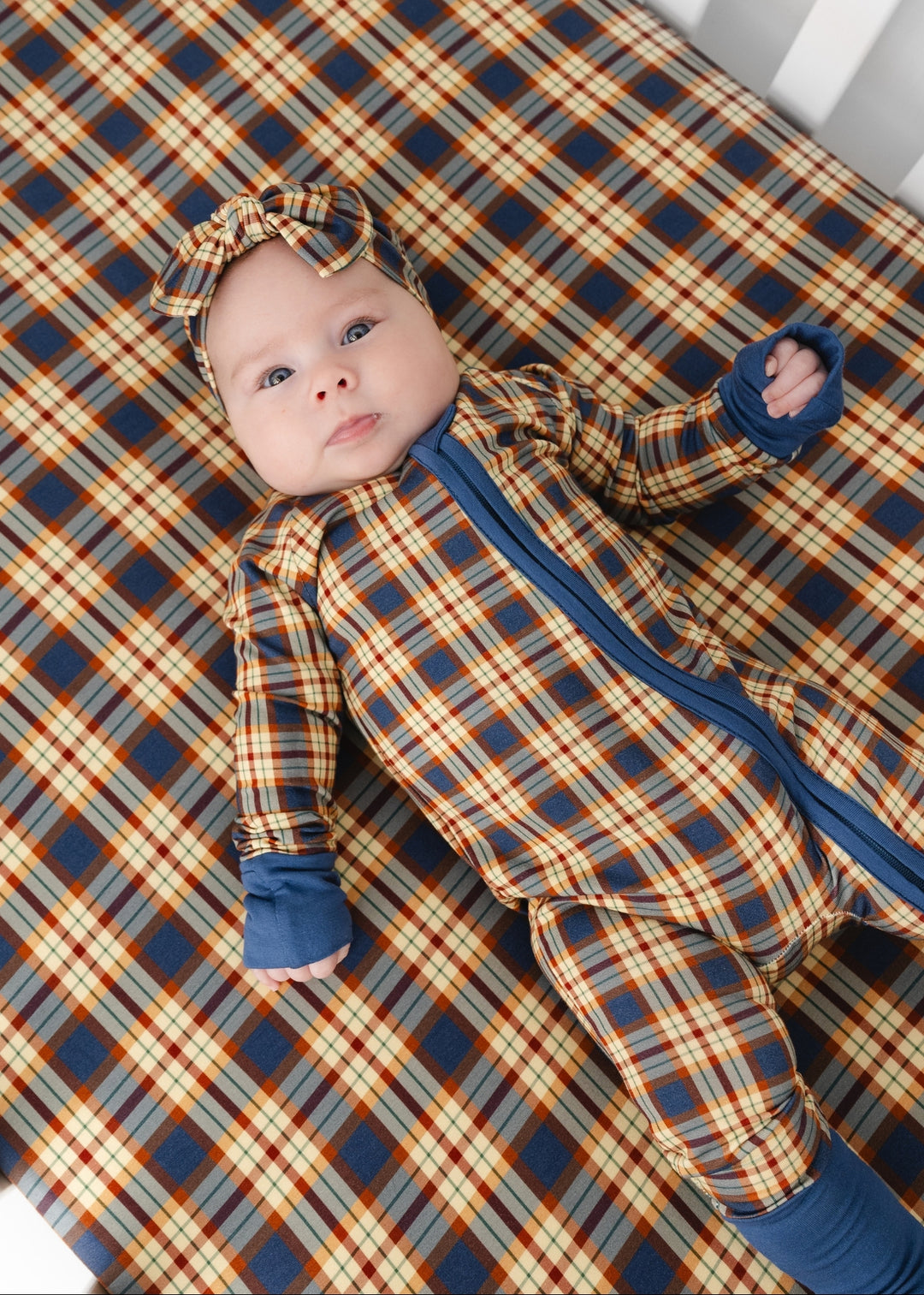 Blue Fall Plaid Zippered Bamboo Sleeper