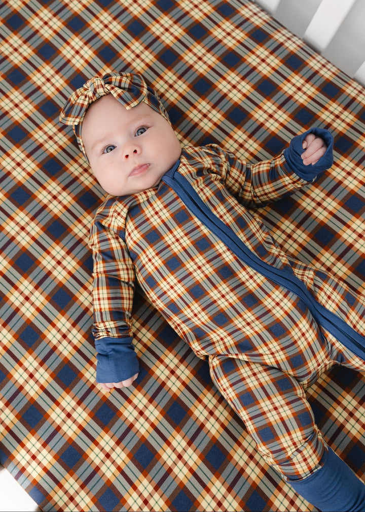 Blue Fall Plaid Zippered Bamboo Sleeper