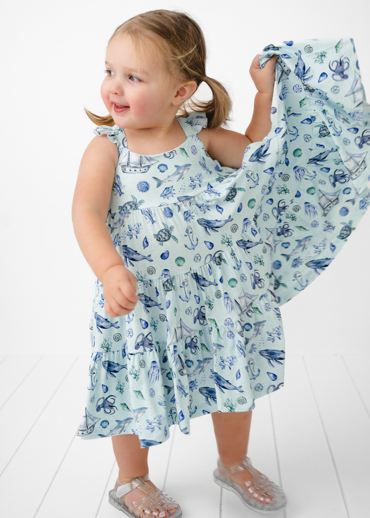 Sea Creatures Tiered Twirl Dress