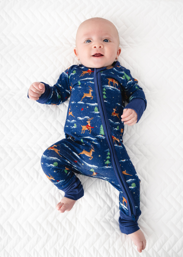 *PREORDER* Reindeer Christmas Bamboo Baby Zippered Sleeper