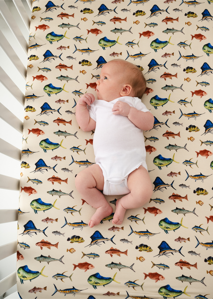 Deep Sea Fishing Bamboo Crib Sheet