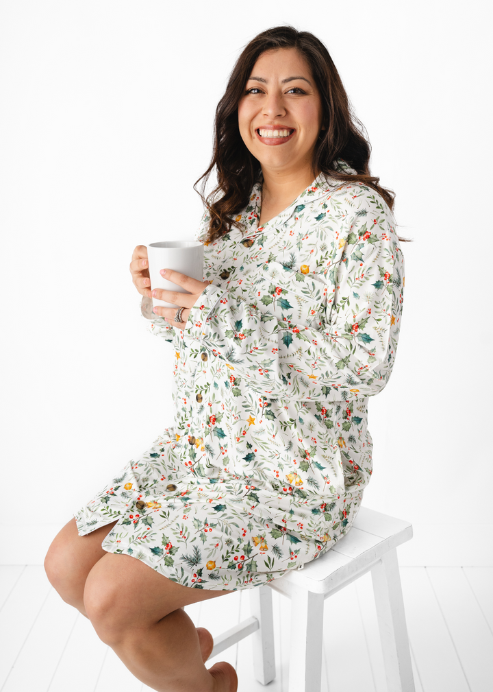 Holly Jolly Christmas Women's Long Sleeve Nightgown