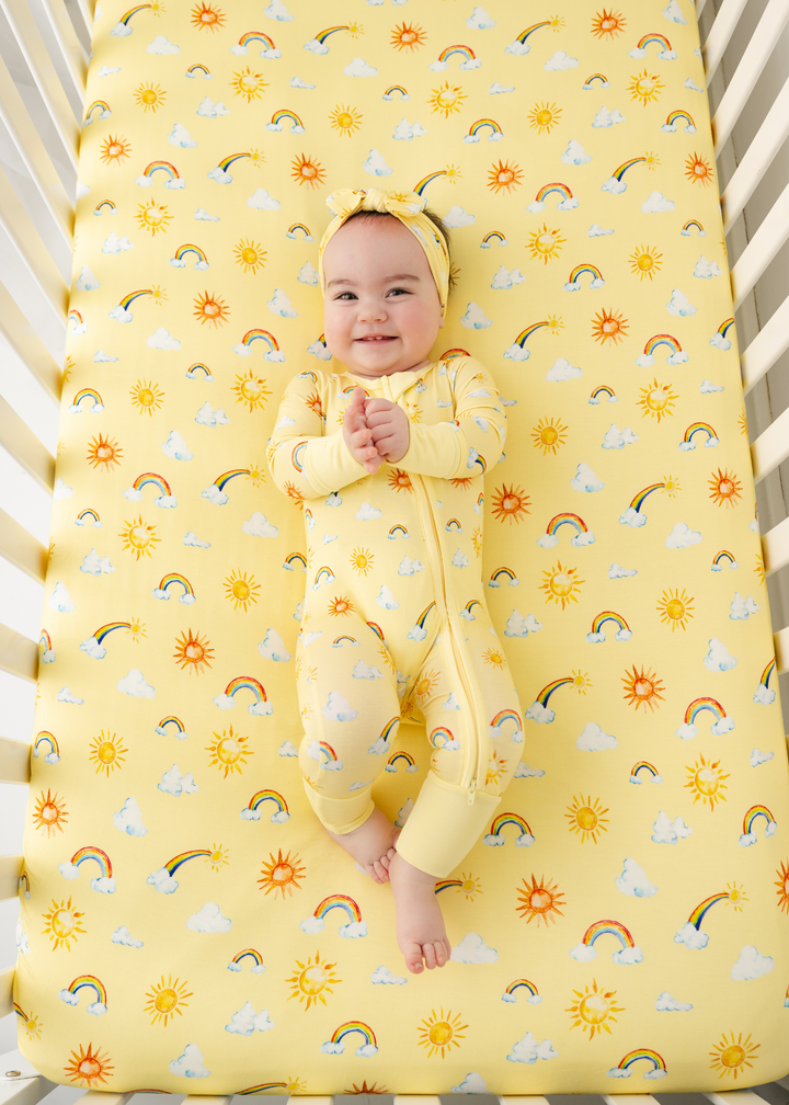 Sunshine & Rainbows Bamboo Crib Sheet