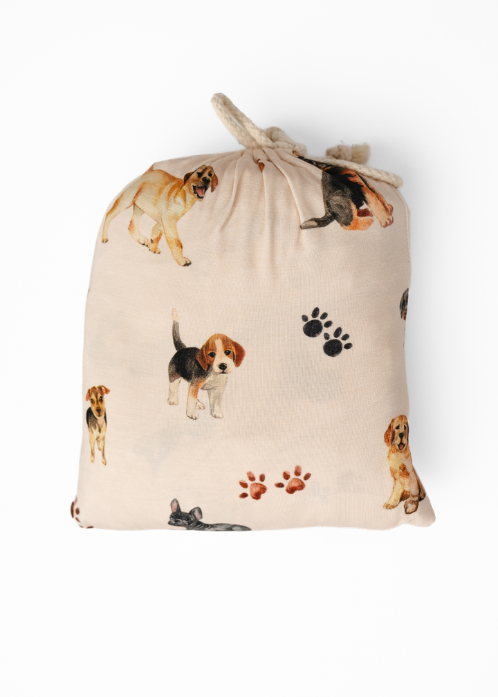 Puppies and Paw Prints Bamboo Crib Sheet