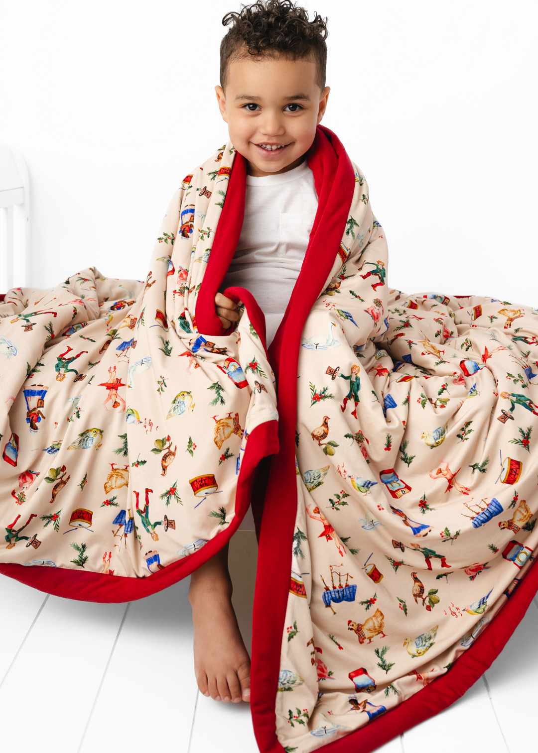 12 Days of Christmas Large Quilted Bamboo Blanket