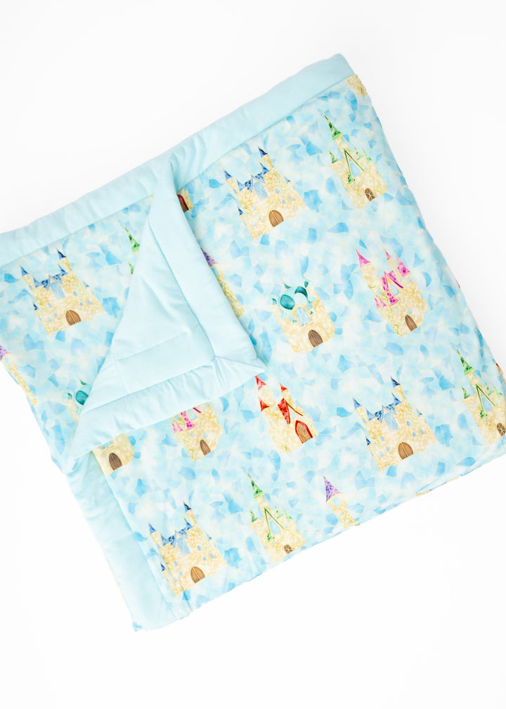 Castles Stained Glass Large Quilted Bamboo Blanket