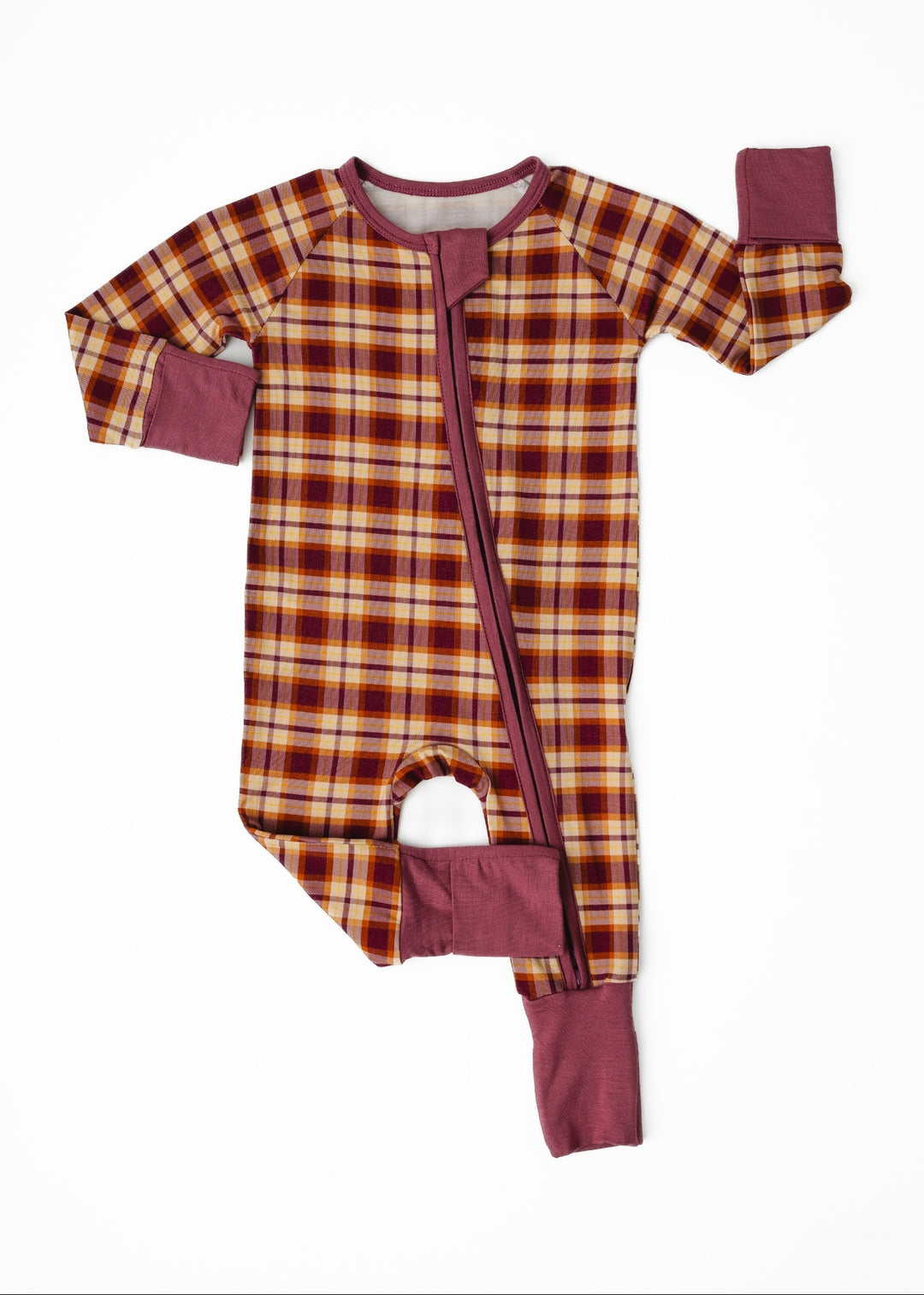 Purple Fall Plaid Zippered Bamboo Sleeper