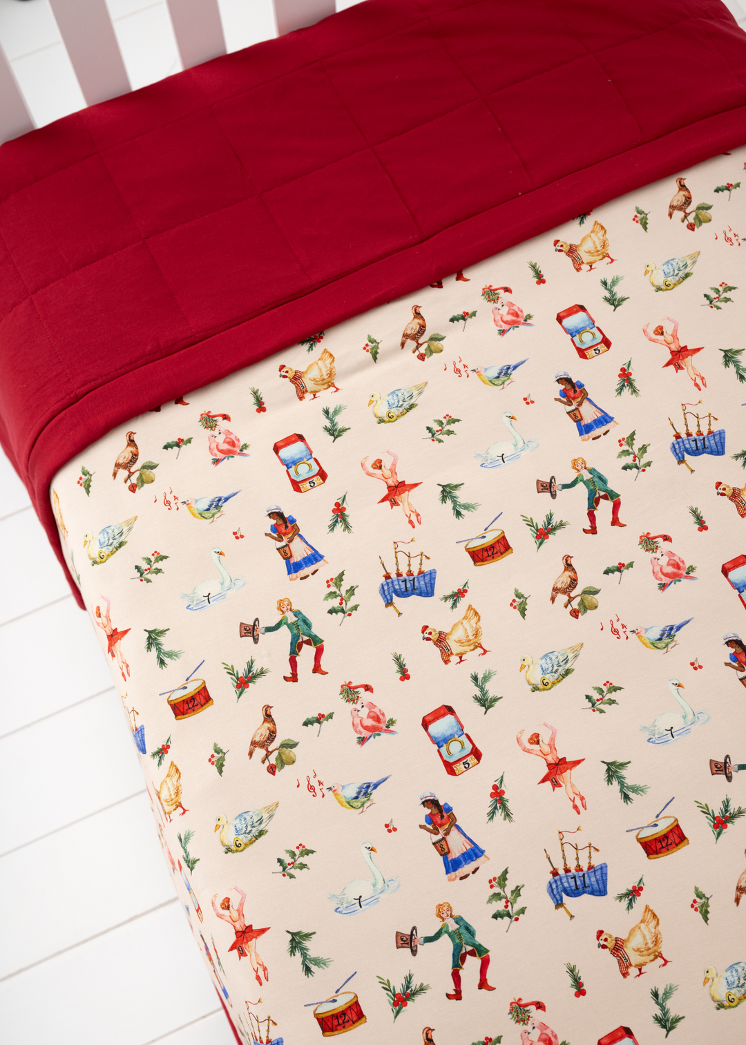 12 Days of Christmas Large Quilted Bamboo Blanket