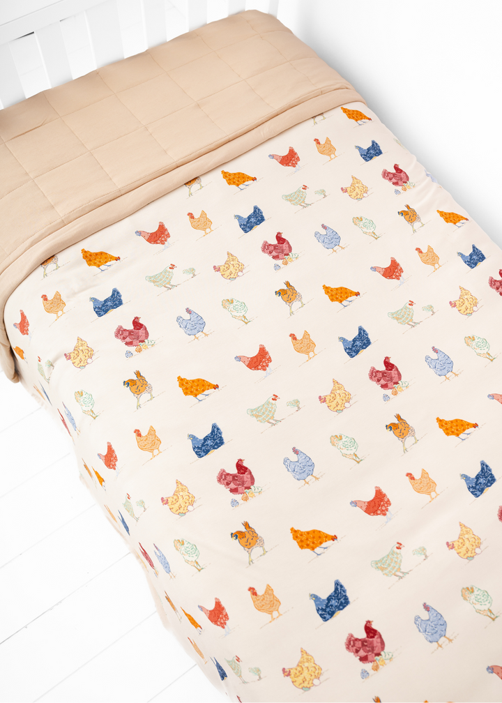 Chickens Large Quilted Bamboo Blanket