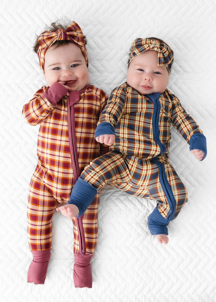 Purple Fall Plaid Zippered Bamboo Sleeper