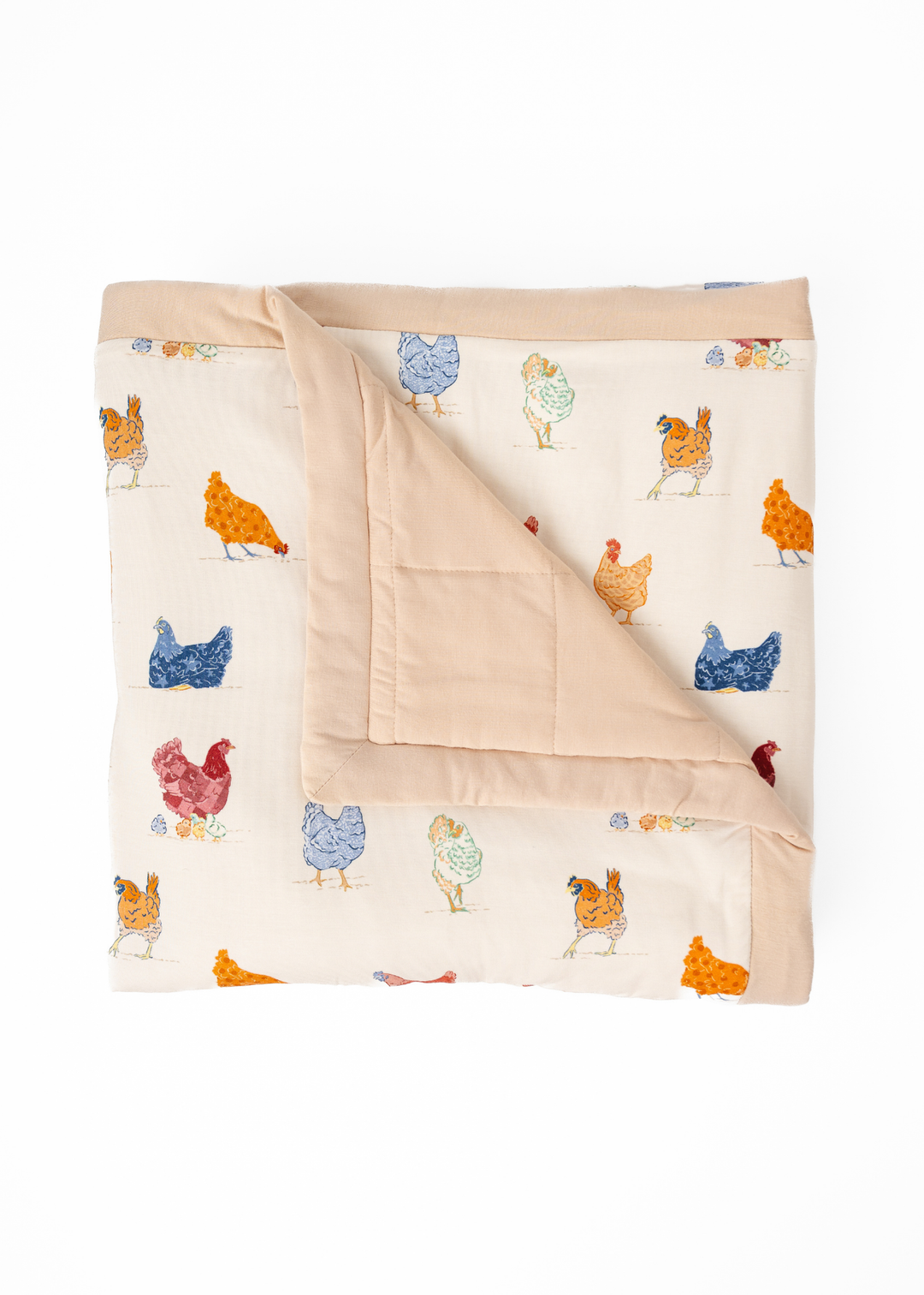 Chickens Large Quilted Bamboo Blanket