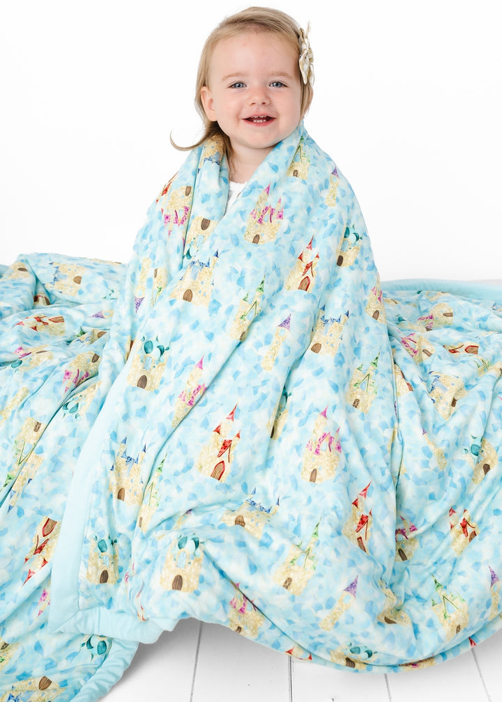 Castles Stained Glass Large Quilted Bamboo Blanket